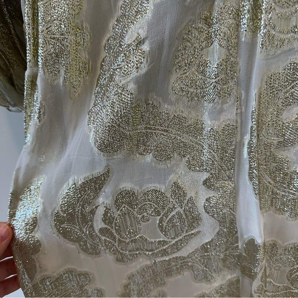 Vita Grace Marcella Lurex Tie Waist Dress Metallic Gold Bridal White Wedding - Picture 8 of 11